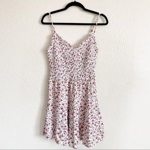 Hollister Smock Tiered Mini Dress White Floral